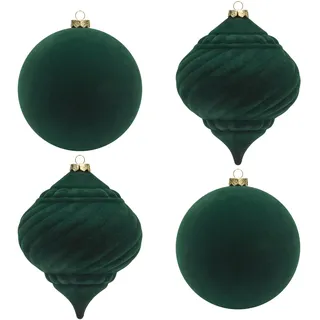 4 Stuck 15cm weihnachtskugeln Kunststoff groß XXL samt Grun christbaumkugeln fur Christbaumschmuck (Velvet, Grun)