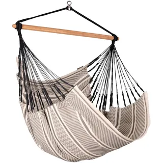 La Siesta Hängesessel , Grau, Weiß , Holz, Textil , Bambus , 110x160x180 cm , Gartenmöbel, Gartenschaukeln, Hängesessel