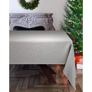 Emma Barclay Weihnachtstischdecke, rechteckig, maschinenwaschbar, Weihnachts-Tischdecke in Rot mit silbernem Schneeflocken-Design, 178 x 274 cm