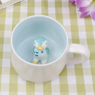 LOZACHE 3D Pinguin Kaffeetasse, 12oz Lustige Cartoon Tier Handgefertigte Figur Milch Teetasse, Geburtstagsgeschenke für Freunde Kinder Mädchen Frau Oma Tante Tante (Pinguin)