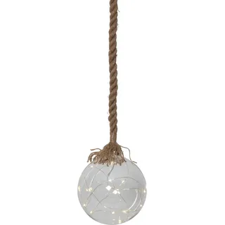 Star Trading Glaskugel "Jutta", 15 LED-Lichter, 15 cm Ø, 200 cm - Beige