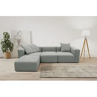 Raum.Id Ecksofa Gerrid L-Form«, Cord-Bezug, Modulsofa, bestehend aus Eck- und Mittelelement + Hocker grau