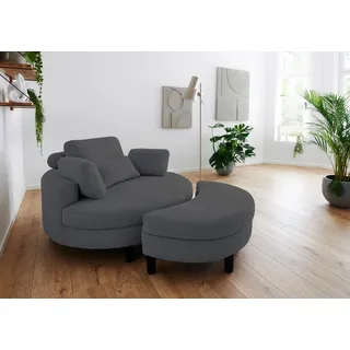 Atlantic Home Collection Loveseat Ravi 114 x 100 x 154 cm grau mit Stauraumhocker und 4 Zierkissen