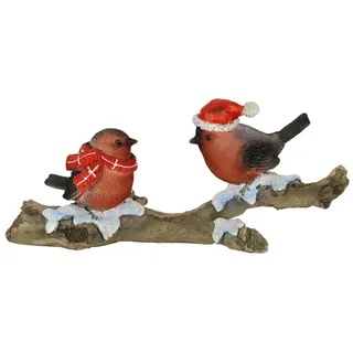 I.GE.A. "Vögel auf Baumstamm", Tierfigur auf Ast Statue Herbstdeko Winterdeko Weihnachtsdeko Deko,