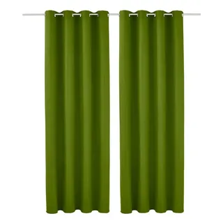 MY HOME Vorhang MY HOME "Raja" Gr. 1, grün, B:140cm H:145cm, Polyester, Recyceltes Material, Gardinen, Blickdichtes Material, Einfache Montage, Pflegeleicht, Ösen Aufhängung