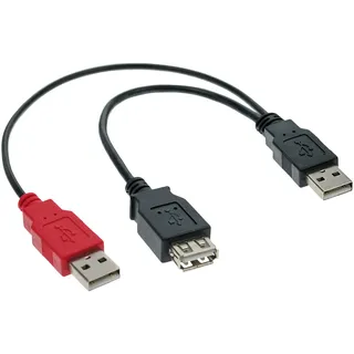 InLine USB 2.0 Y-Anschlusskabel, 2x Stecker A an Buchse A, 0,2m