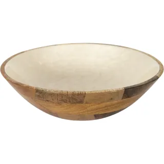 HOME DECO FACTORY, KA0653, Salatschüssel aus natürlichem Mangoholz, Elegantes und vielseitiges Design, ideal für Salate und Obst, leicht zu pflegen, Größe 27,5 cm, beige-braune Farbe