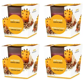 pajoma® Duftkerze 4er Set, Weihnachtsduft - im satinierten Glas | 4x 120g Wachsgewicht, Brenndauer: 25 Stunden, in edler Geschenkverpackung | Premium Qualität