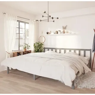 Massivholzbett Grau Kiefer 200x200 cm (Farbe: Grau) - Grau
