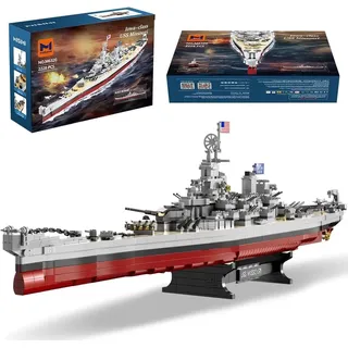 MISINI M6320 Military Series WWII Battleship Klemmbausteine Technik, 2228 Teile USS Missouri Battleship, Groß MOC Spielzeug Schiff Geschenkbauset für Erwachsene (Iowa)