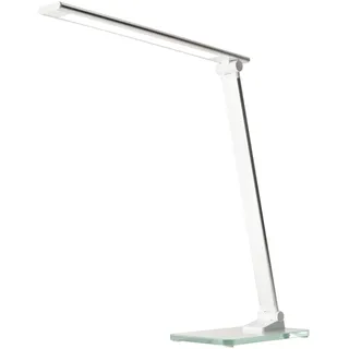 Unilux LED Schreibtischlampe Popy 6W Tischlampe mit Glassockel, dimmbar, USB-Anschluss für Büro, Smartphone Aufladung, weiß, 35 x 30 x 11cm