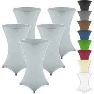 Gräfenstayn 5er-Set Stretch Stehtischhusse Diana mit Öko-Tex Siegel, Verstärkung im Fußbereich Ø60-65cm / Ø70-75cm / Ø80-85cm (Grau, Ø60-65cm)