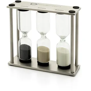 Bredemeijer silberner Tea-Timer aus Edelstahl - kleine 3-fache Tee Sanduhren für 2,3 und 5 Minuten Ziehzeit