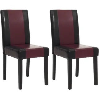 Mendler 2er-Set Esszimmerstuhl Littau Kunstleder schwarz-rot