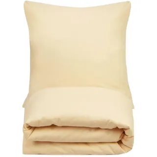 ZOLLNER Bettgarnitur Gestreift Baumwolle/Polyester Gelb/Gold 140 x 200 cm + 80 x 80 cm