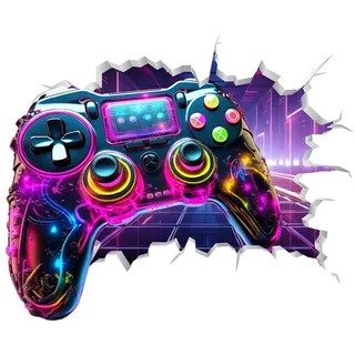 milaosk Wandtattoo 3D Wandsticker Gamer Controller Videospiel Bunte Wandbild Poster Wandaufkleber Jugendzimmer Junge Kinderzimmer Teenager Schlafzimmer Gaming Zimmer Wanddeko Aufkleber