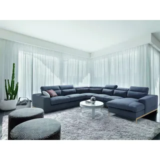 Wohnlandschaft Design Polster Couch U Form Sofas Couchen Textil Luxus Klasse Neu - Blau