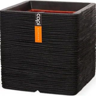 Capi Pflanztopf Nature Rib Quadrat Riffel 40 cm x 40 cm x 40 cm Schwarz