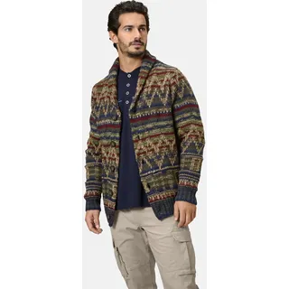 Strickjacke BABISTA "Strickjacke RALIETTO", Herren, Gr. XL, blau (oliv gemustert), Obermaterial: 80% Polyacryl PAN. 20% Wolle mw., Strickjacken Strickjacke