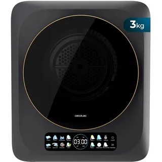 Cecotec Kompakter Ablufttrockner 3kg Bolero DressCode Dry 3400V Dark, 8 Programme, Klasse G, Intelligente Automatische Trocknung, FullColor Display, UV Care Funktion, Dry Shoe Pro, Delay Start, Dunkel