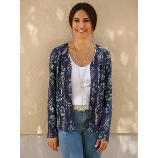 Shirtjacke CLASSIC BASICS "Shirtjacke", Damen, Gr. 48, bunt (marine, altrosa, bedruckt), 100% Baumwolle, bedruckt, geblümt, gemustert, mehrfarbig, V-Ausschnitt, Shirts Shirtjacke