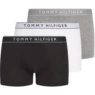 Trunk "3P TRUNK DTM", Herren, Gr. M (50), 3 Stk., mid hthr, blck, th wht, Jersey, Obermaterial: 95% Baumwolle, 5% Elasthan, TOMMY HILFIGER UNDERWEAR, körpernah, Unterhosen Trunk, mit Logobund, Topseller