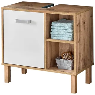 Waschbeckenunterschrank SCHILDMEYER "Malina", weiß (eiche landhaus, kreideweiß), B:65,3cm H:63,3cm T:33,1cm, Holzwerkstoff, Schränke, Waschbeckenunterschrank