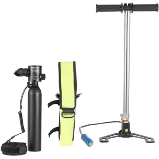 VEVOR 0,5 L Tauchflasche tragbarer Tauchtank, Sauerstoffflasche zum Tauchen, unterstützt 5–10 Minuten Unterwasseratmung, 30 m Tauchtiefe, nachfüllbarer Schnorchel-Lufttank mit Pumpe
