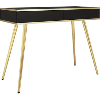 Schminktisch mit Schubladen Rodi - Konsolentisch 100 cm, gold Accessoires mit Beinen - Schwarz + Gold - Schwarz