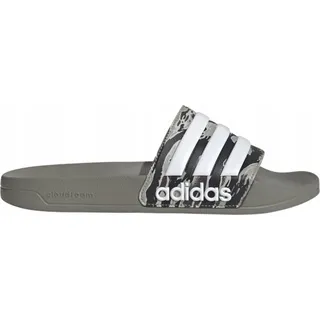 Adidas Shower Adilette Slide Badelatschen Badeschlappen Sandale Camouflage grau/weiss/schwarz JQ2295, Schuhgröße:42 EU - Weiß, Grün
