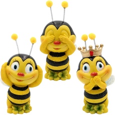 Dekofigur Bienen 3er Set, Motiv: Nicht sehen, Nicht hören, Nicht sprechen, Gartendeko, Polyresin, Größe: L/B/H ca. 5 x 6 x 12 cm