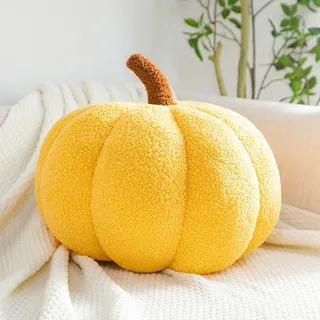 Kürbis Kissen, Pumpkin Pillow, Halloween Kürbis DekokissenKürbis Kissen, Weiche Plüschkissen Herbst Pumpkin Pillow Kürbis Deko, Kürbiskissen Kissen for Home Halloween Decoration(Yellow,20cm)