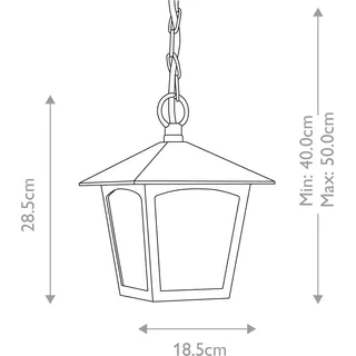 Elstead York Außen-Hängeleuchte E27 29cm Schwarz IP43 - Schwarz