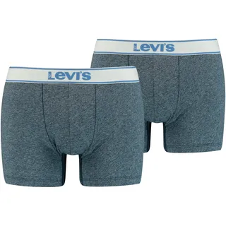 Levi's Boxershorts LEVI'S "LEVIS MEN VNTG HTR BOXER BRIEF ORG CO 2P", Herren, Gr. L, blau (navy, meliert), Obermaterial: 95% Baumwolle, 5% Elasthan, bedruckt, unifarben mit Farbeinsatz, normal, Unterhosen, mit breitem Logobund