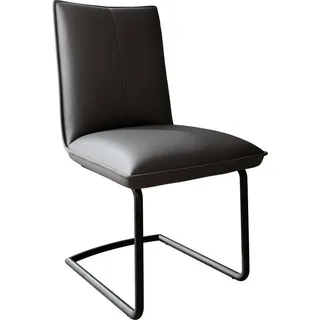 DeLife Freischwinger Lelio-Flex Echt-Leder Schwarz Freischwinger rund Schwarz Taschenfederkern