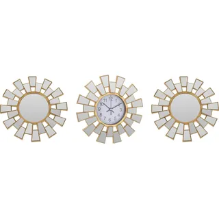 Deko-Spiegel in geometrischen Rahmen, 2er-Set + Wanduhr