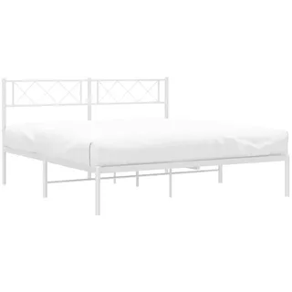 vidaXL Bettgestell mit Kopfteil Metall Weiß 120x190 cm
