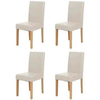 Mendler 4er-Set Esszimmerstuhl Stuhl Küchenstuhl Littau ~ Leder, weiß helle Beine