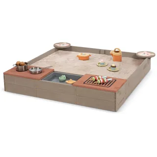 MUDDY BUDDY® Sandkasten »Wild Bear« mit Matschwanne, Grill, Kochfeld, warmgrau/puderrosa, rosa