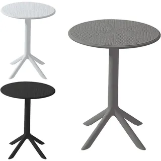 VORTIVO Gartentisch Ø60 cm rund, grau, wetterfest & stabil – kleiner Balkontisch aus Kunststoff (PP), 76 cm hoch, ideal für Garten & Terrasse. - Grau