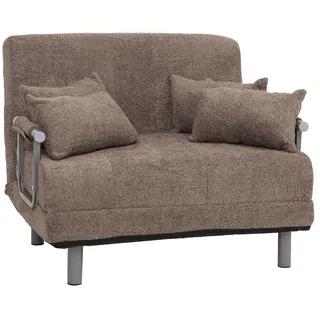 Mendler Schlafsessel HWC-K29, Klappsessel Schlafsofa Gästebett, Liegefläche 190x100cm, Stoff Bouclé (500g/m2) ~ hellbraun