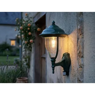 LED Außenwandleuchte mit Bewegungsmelder, große Landhausstil Wandlaterne, Grün - Grün