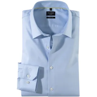 Businesshemd OLYMP "No. Six super slim", Herren, Gr. 43, N-Gr, blau (ozon), Obermaterial: 97% Baumwolle, 3% Elastolefin, Hemden Businesshemd