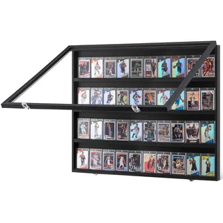 Vevor Vitrine für Sportkarten in 36 verschiedenen Ausführungen, 77,5x61,7x5,5cm Präsentationsrahmen mit 98% UV-Schutz PC-Glas abschließbarer Wandschrank für Fußball Basketball Hockey Sammelkarten
