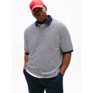 Poloshirt "BT -1985 REGULAR POLO -B", Herren, Gr. XXL, blau (desert sky, weiß), Jersey, Obermaterial: 96% Baumwolle, 4% Elasthan, TOMMY HILFIGER BIG & TALL, gemustert, gestreift, mehrfarbig, regular fit normal, Rundhals, eingesetzt angesetztes Bündchen, Shirts Poloshirt, Große Größen