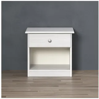 Home Affaire Nachtkommode »Delsbo Nachtschrank Schrank Schlafzimmer Beistellschrank« Landhaus Design aus Kiefernholz, 1 Stk. tlg. Massivholz Nachttisch Weiß lackiert - Nachtkonsole (B/T/H) 44/34/41 cm, weiß