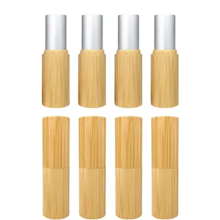 Wachsmann, Lippenstifthülsen leer, 8 Stück, Bambus Hülle, mit Gravur, DIY-Lippenbalsam selber machen Hülsen, 4,5 ml