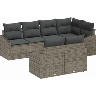 vidaXL Gartensofa-set 7 stk. Grau Poly-Rattan - Grau