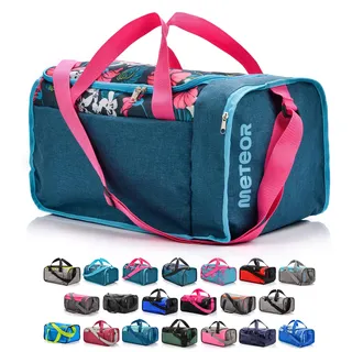 meteor 20 40 L Sporttasche Kinder Badetasche Herren schwimmtasche Schultertaschen Reisetasche Urlaubstasche klein Fitnesstasche Riementasche Schule Taschen Kindertaschen (Pink/Blue Flowers, 40 L)