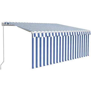 vidaXL Markise Manuell Einziehbar mit Rollo 3x2,5 m Blau und Weiß - Blau